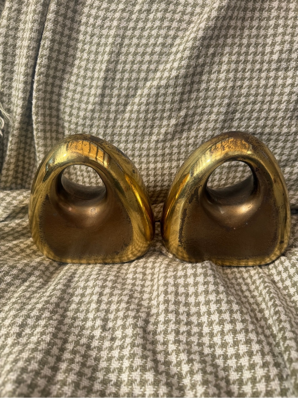 Pair of Ben Seibel Brass Plated Orb Bookends Marked, 1950s - Picture 12 of 15
